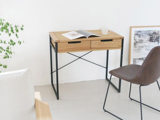 Klappbarer Metallholz Oberflächen Esstisch für Bürobedarf in Nordeuropa Stil