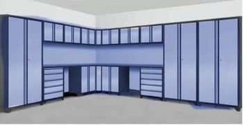 Abnehmbare große schwarze Garage L-förmige Arbeitsbank Werkzeuglager mit Schubladen