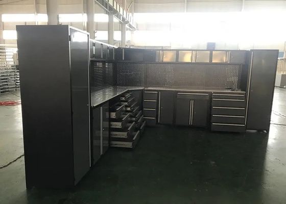 OEM-Unterstützung Garagen Schrank mit Werkzeugen Lagerung Arbeitsbank Werkzeugwagen Werkzeugwagen Werkstatt Metallschrank L-Form
