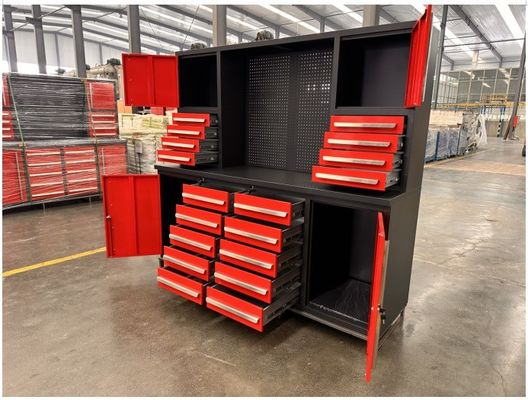 72-Zoll-Schwerlast-Garage-Werkzeugschrank mit 5-Zoll-PU-Rädern und Schlüsselschloss