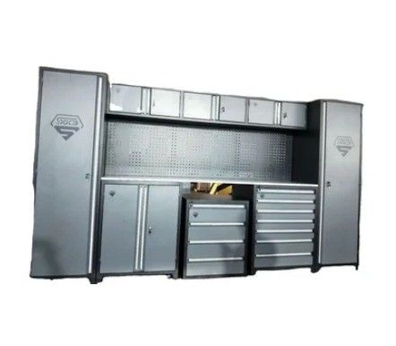 Garagenwerkzeugschrank Schublade Arbeitsbank Silber kaltgewalztes Stahlschrank mit Rädern