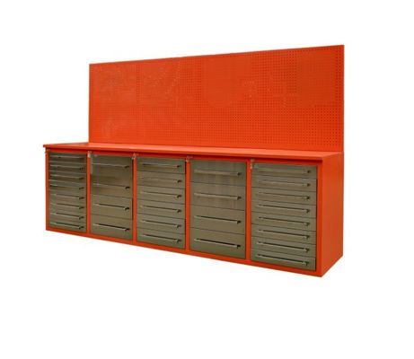 Garage Organisation hat einfache Schwerlastarbeitsbänke und Werkzeugschränke mit Pegboard hergestellt