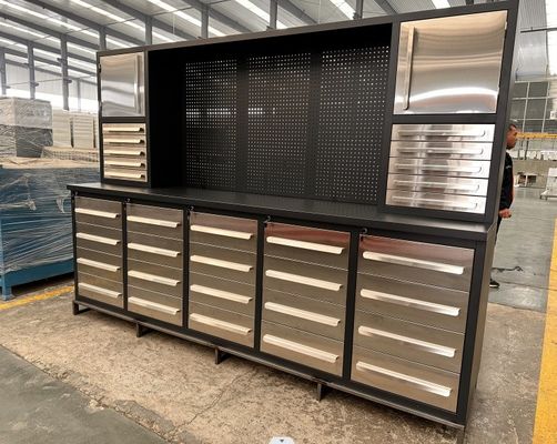 Schwerlastbraun 10 Fuß 40 Schubladen Stahl Werkstuhl Werkzeugschrank für Mobiltelefon Reparatur