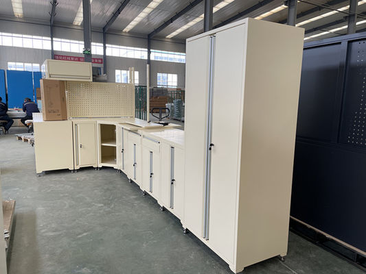 Schwerlast-Rollwerkzeugschrank Set professioneller Werkzeugwagen mit Arbeitsbank und Schubladen