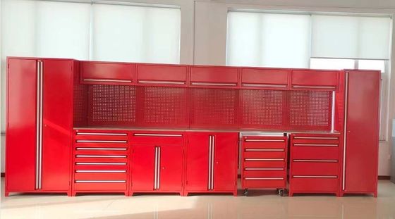 Kaltgewalzte Stahl-Heavy-Duty-Garage-Schrank mit Edelstahl-Arbeitsplatte und Silberveredelung
