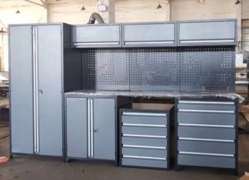 Werkstatt Garage Werkzeugschrank Arbeitsplatz mit Rädern und kaltgewalztem Stahl