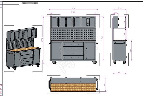 Schwerlast-Roller-Werkzeugbox Werkstatt 72 &quot; 15 Schubladen Werkzeug Schrank Trolley Dauerhafte Gestaltung