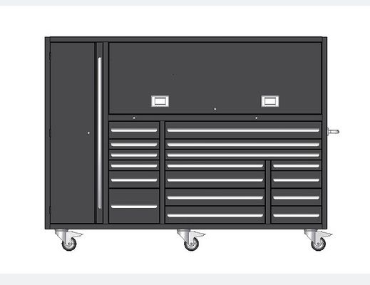 Speichern Sie Ihre Werkzeuge bequem mit diesem schwarz-rosa Rollen Metall-Toolbox Schrank
