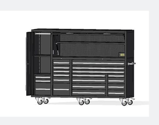 Speichern Sie Ihre Werkzeuge bequem mit diesem schwarz-rosa Rollen Metall-Toolbox Schrank