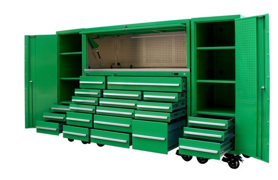 Werkzeugschrank mit Farbe und Werkzeugbox